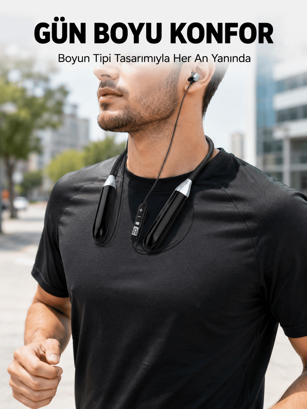 Mikrofonlu 10 Saat Kullanımlı Boyun Tipi Bluetooth Kulaklık Ofis Seyahat BX-313565