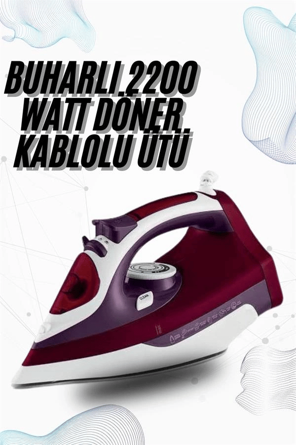 Buharlı Kablolu Ütü 2200 Watt Kireçlenme Önleyici Şok Buharlı Yeni Nesil