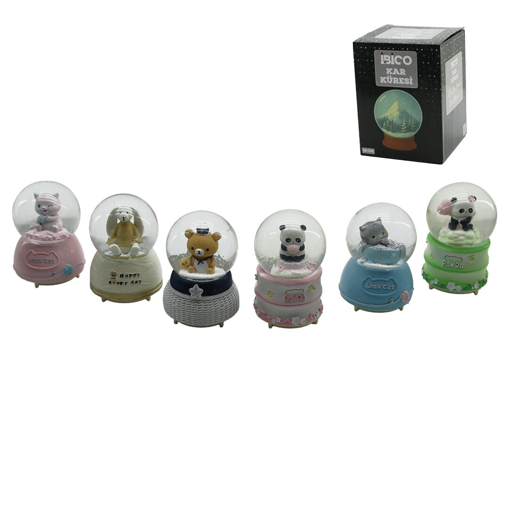 Büyük Boy - 10cm Pilli - Işıklı Müzikli Kar Küresi Cam Hayvan Figürlü - Desen Mix Renkli Herhangi Bir Tanesi Gönderilir Bx40