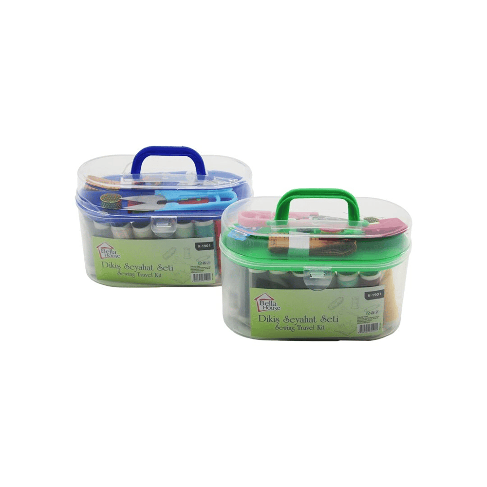 Büyük Çantalı Dikiş Seti İplik - Mezura - Tekstil Makası - İğne - Yüzük Bx40