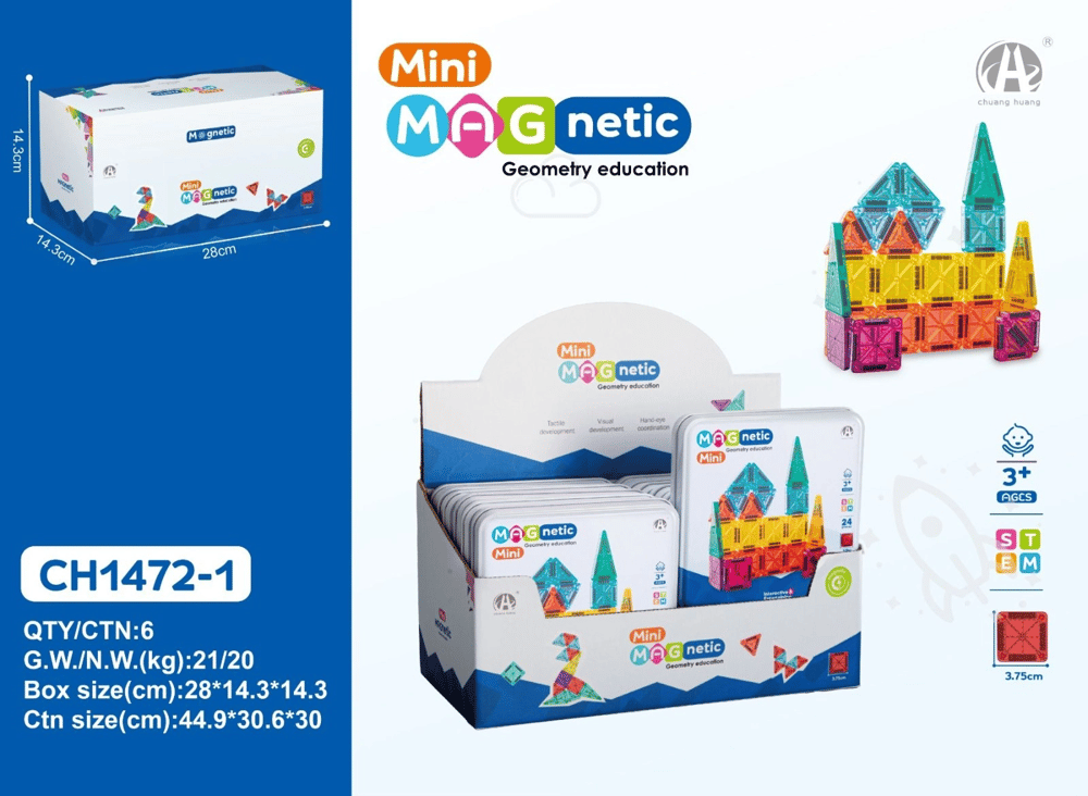 CH1472-1 3.75CM  Mini Magnetic BlokMetal Kutu  24 PCS