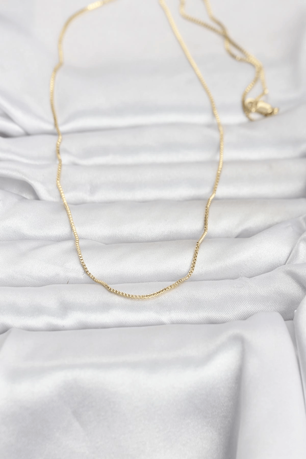 CM 14K Gold Renk İnce Kare Zincirli Model 60 cm Kadın Kolye
