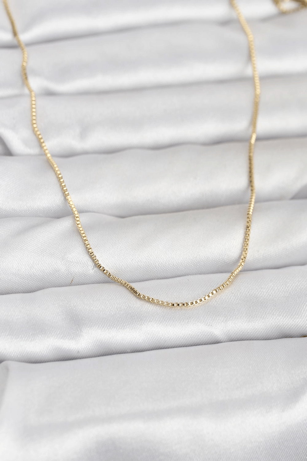 CM 14K Gold Renk İnce Kare Zincirli Model 60 cm Kadın Kolye