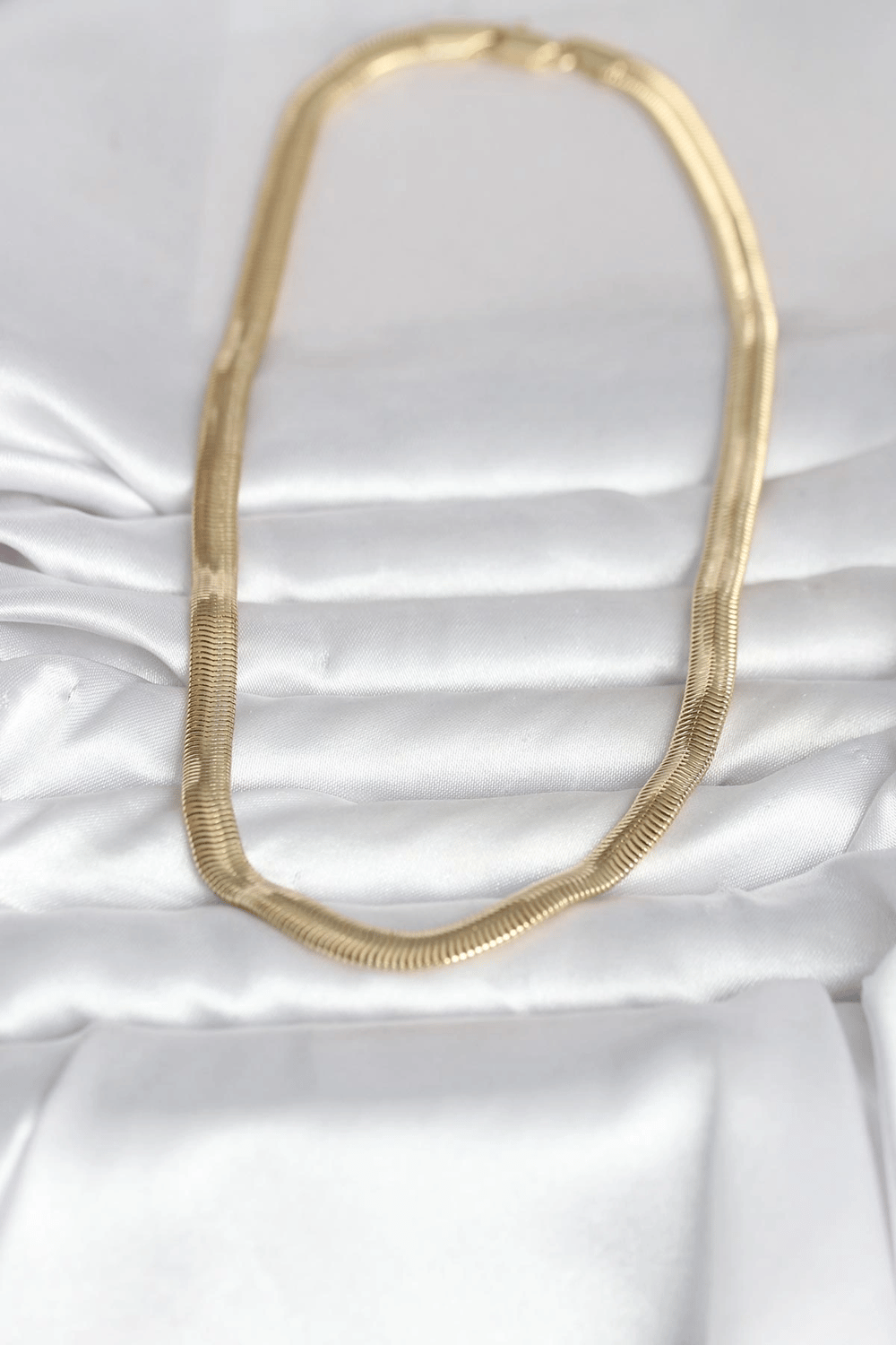 CM 14K Gold Renk Kalın Yassı Yılan Zincir Model 45 cm Kadın Kolye