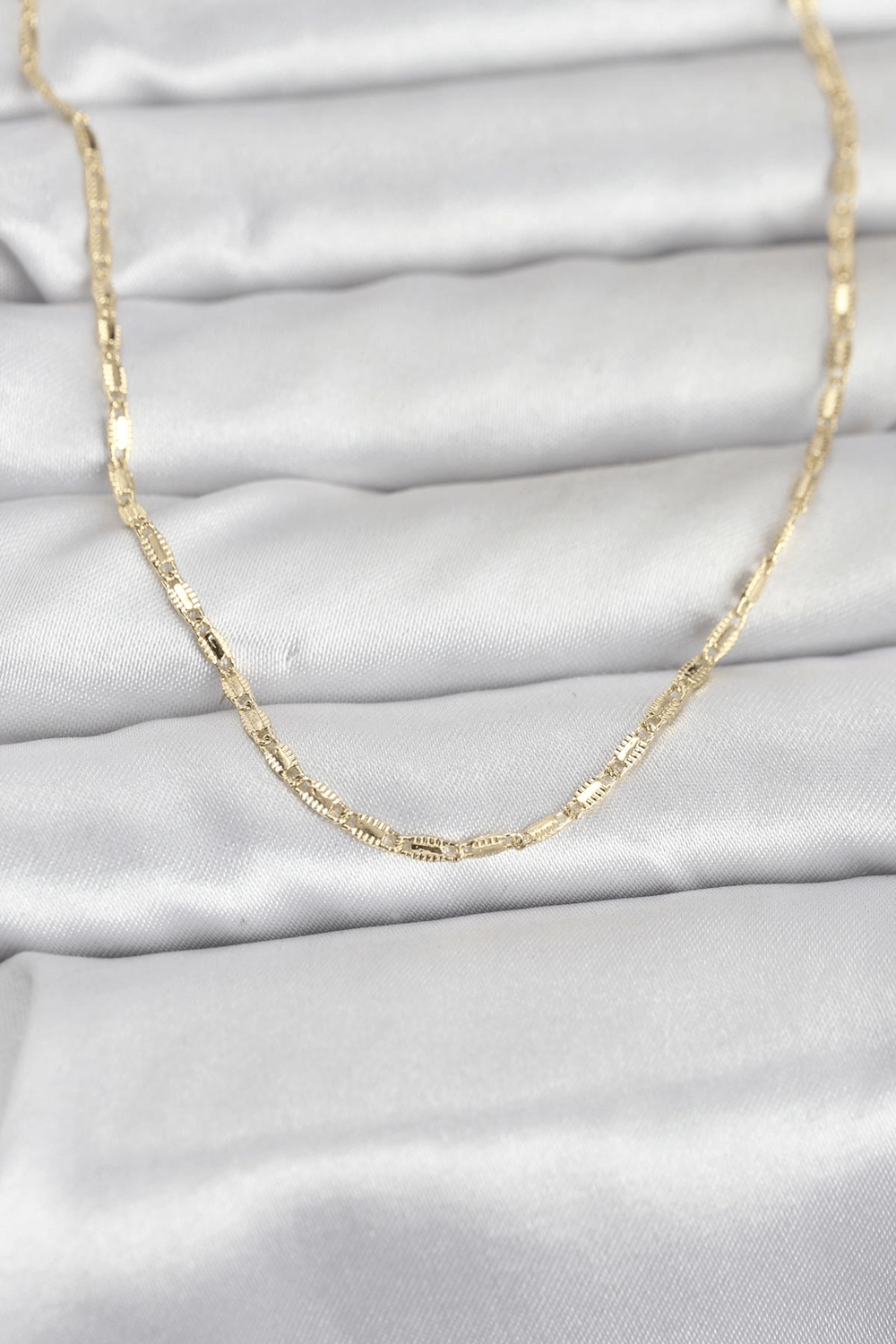 CM 14K Gold Renk Lazerli Zincir Model 60 cm Kadın Kolye