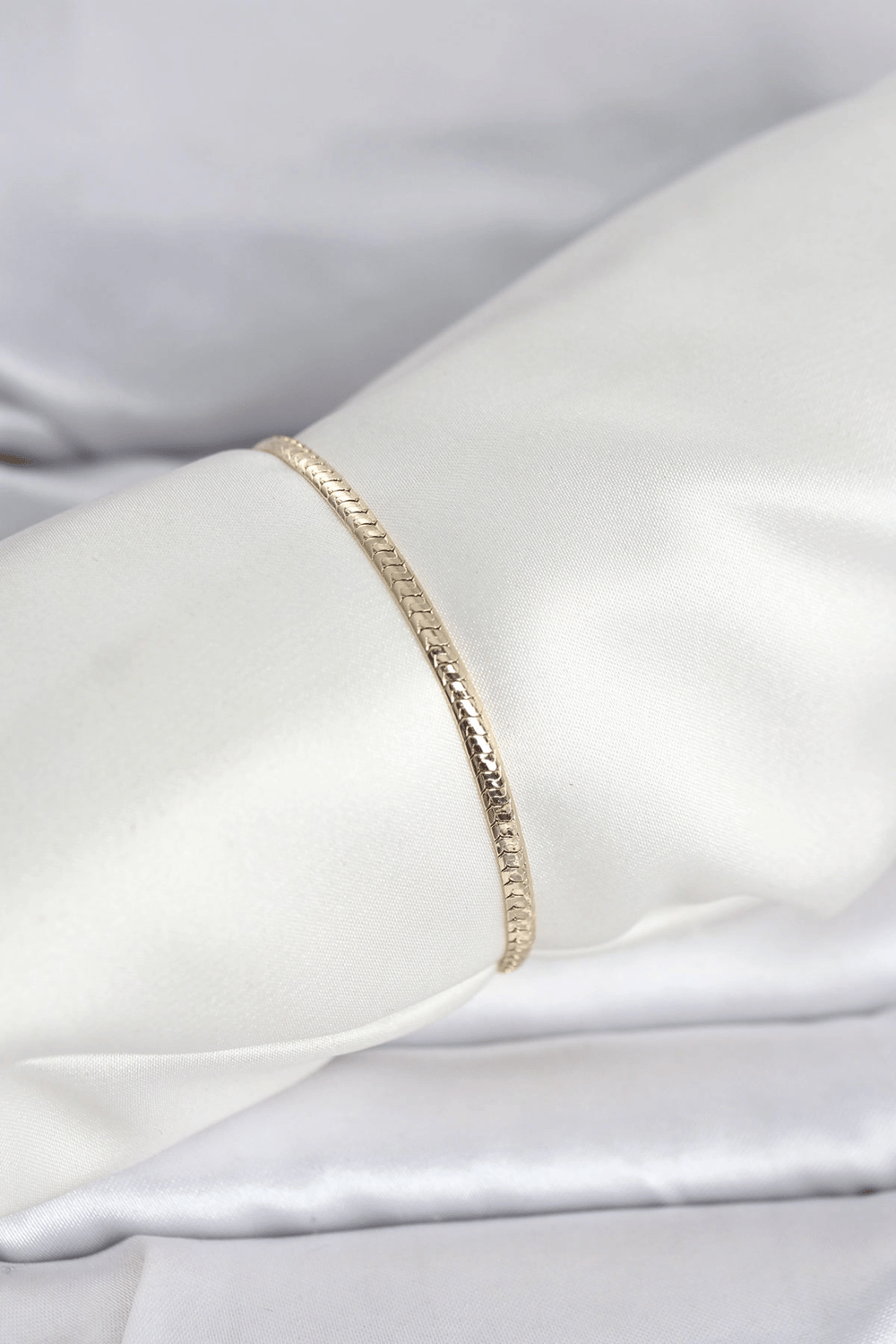 CM 14K Gold Renk Yassı Zincir Model Kadın Bileklik