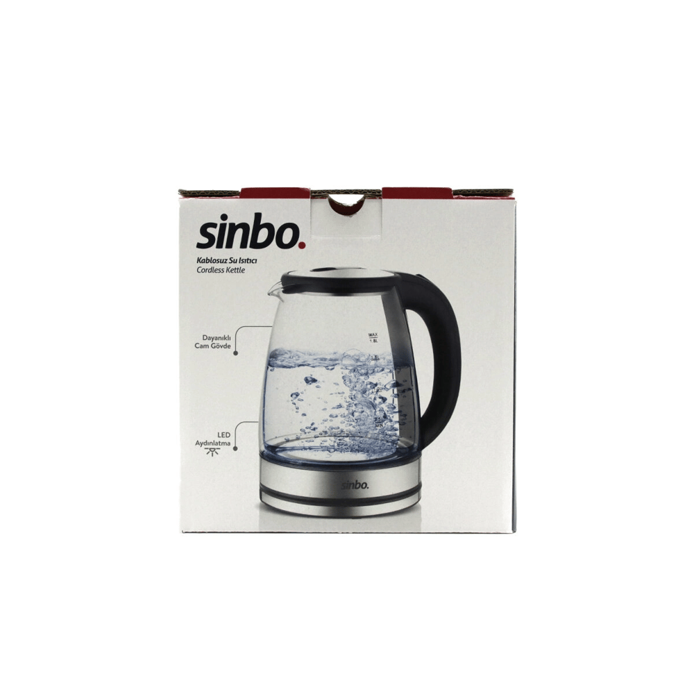 Cam - Ledli Kettle 1.8lt  Gizli Rezistans - Kablosuz 360 Derece Gövde 1500w Sk-8033 Bx40