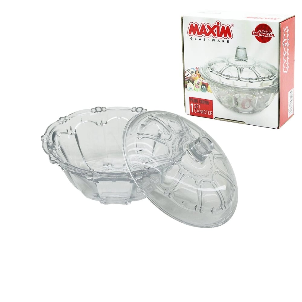 Cam Şekerlik Cam Kapaklı Çap: 13.5cm - Y: 5.2--9.5cm Bx40