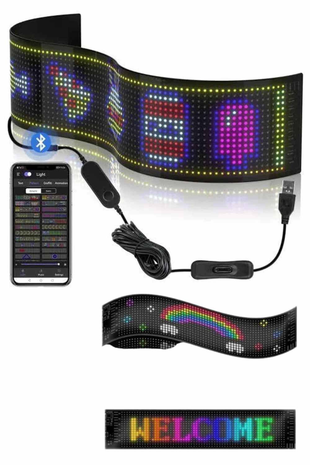 Cama Yapışan En Büyük Boy 16X96 Telefon Kontrollü Led Ekran Digital Araba Yazısı