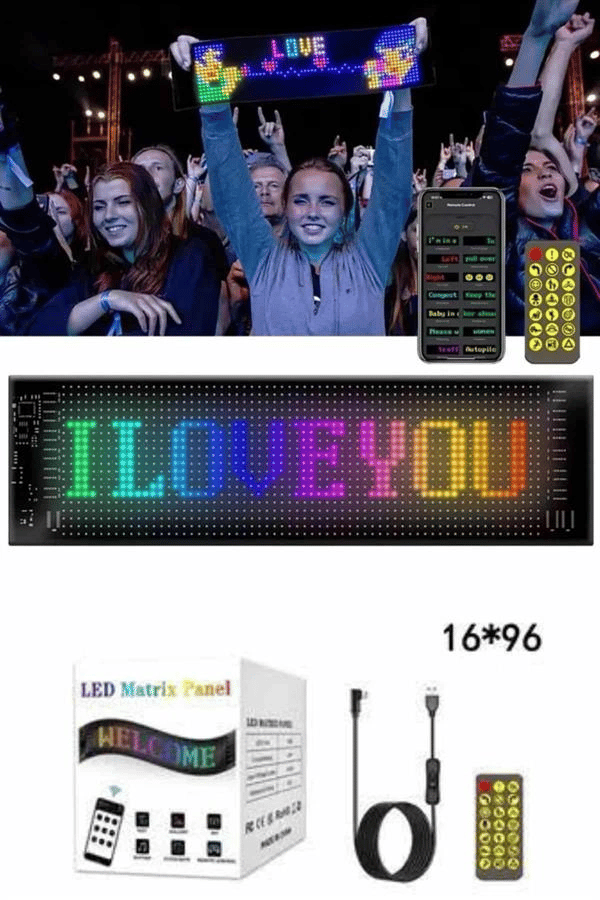 Cama Yapışan En Büyük Boy Telefon Kontrollü Led Ekran Digital Araba Yazısı