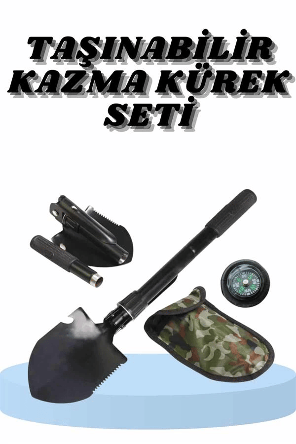 Çelik Katlanır Fonksiyonel Kamp Kazma Kürek Ve Kesme Aleti Seti Küçük Kazma Kürek Seti