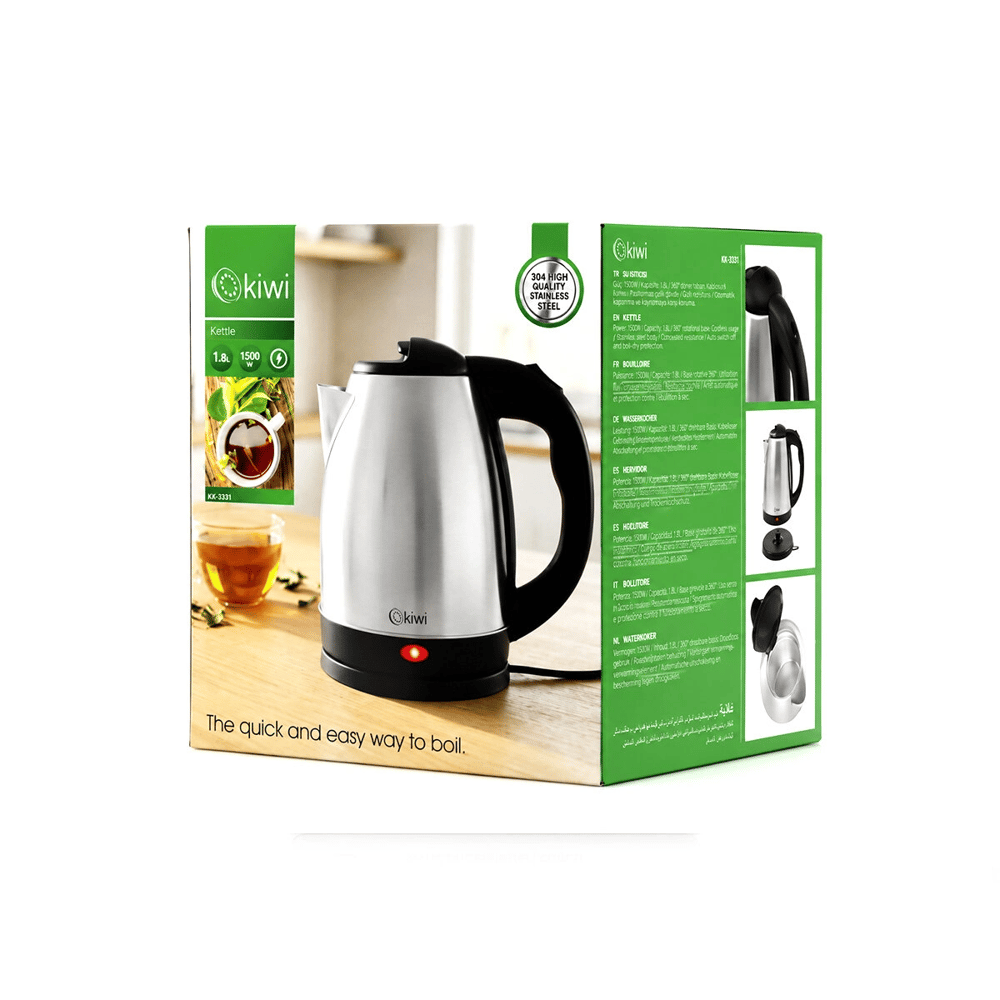 Çelik Kettle Elektrikli Su Isıtıcısı Paslanmaz Çelik Gizli Rezistans 360° 1.8lt 1500w Kk-3331 Bx40