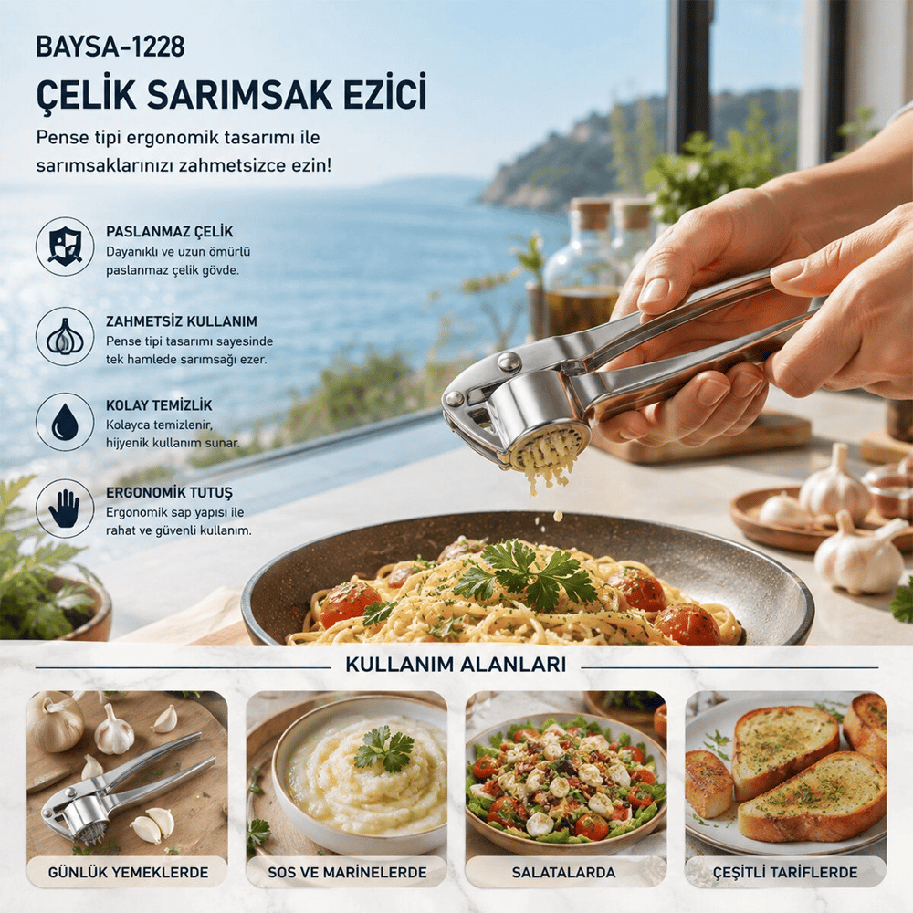 Çelik Sarımsak Ezici Bx40