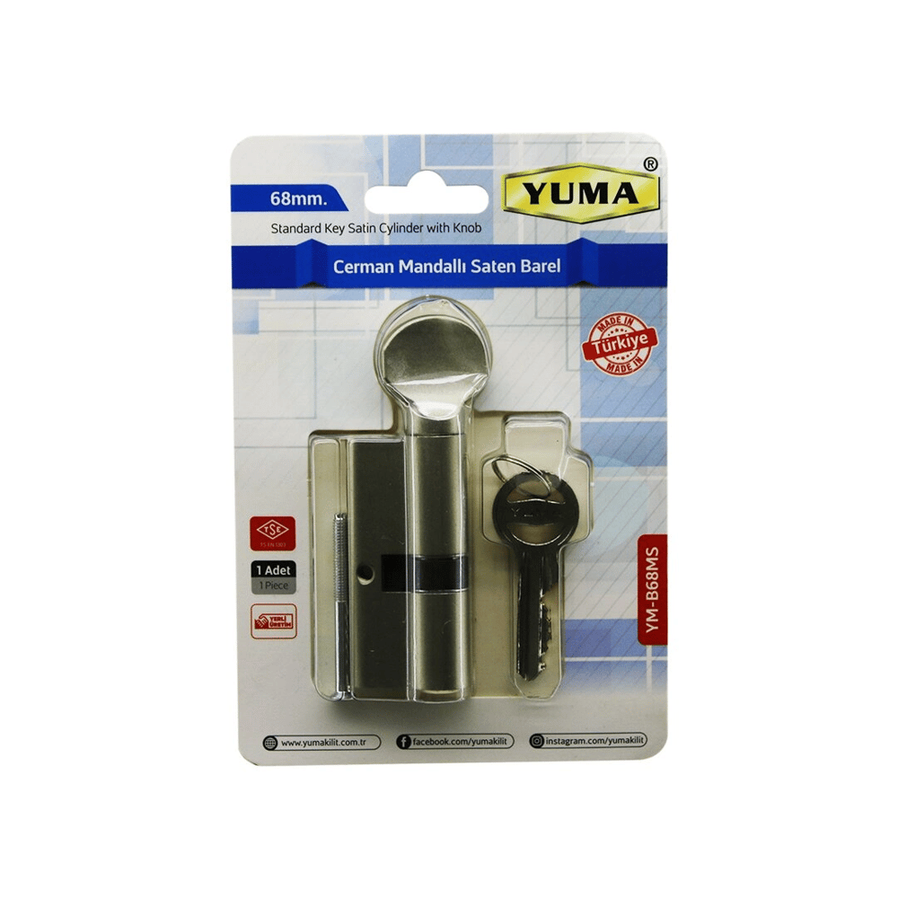 Cerman Mandallı Saten Barel Kilit  68mm  Ym-b68ms Bx40