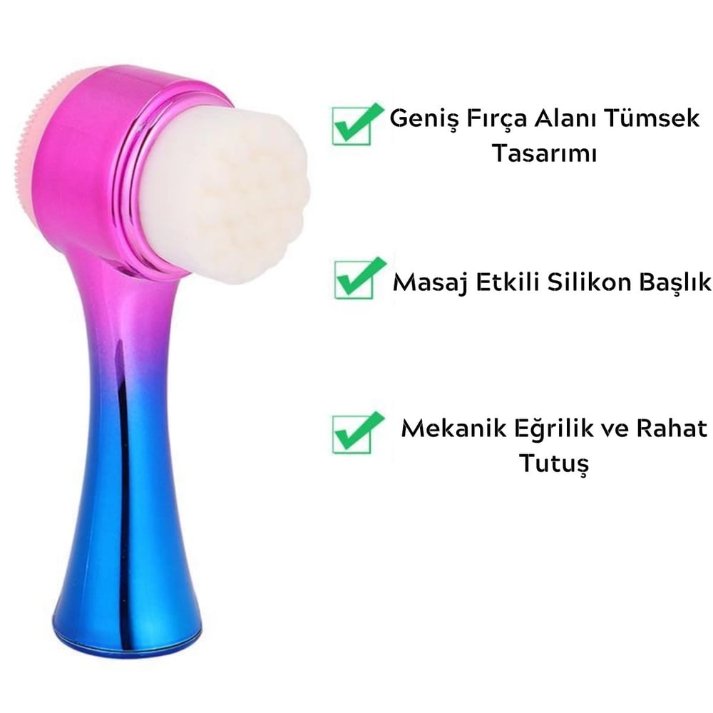Çift İşlevli Renkli Cilt Yüz Temizleme Fırçası Peeling Masaj Etkili Gözenek Temizleyici Alet Bx40