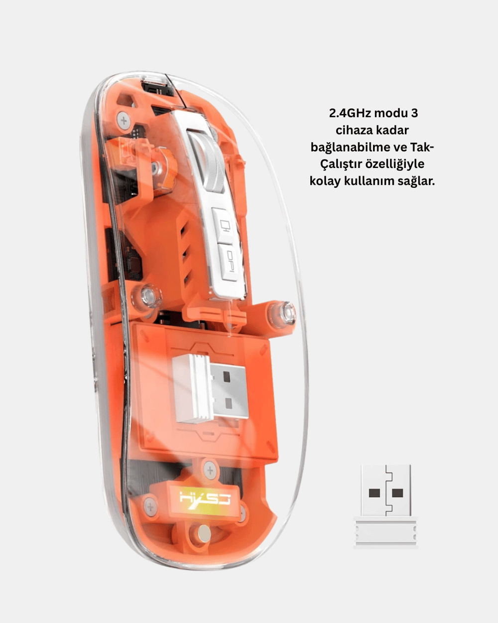Çift Modlu Kablosuz Bluetooth 5.0 + 2.4GHz Mouse – 3 Cihaz Bağlantılı, Hızlı Geçiş Düğmeli