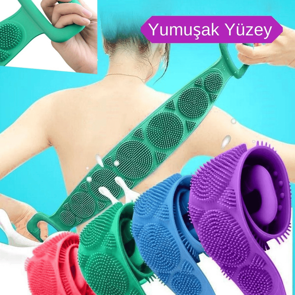 Çift Taraflı Banyo Hamam Lifi Silikon Masajlı Yumuşak Duş Lifi Uzun Ömürlü Hazır Banyo Kesesi Bx40