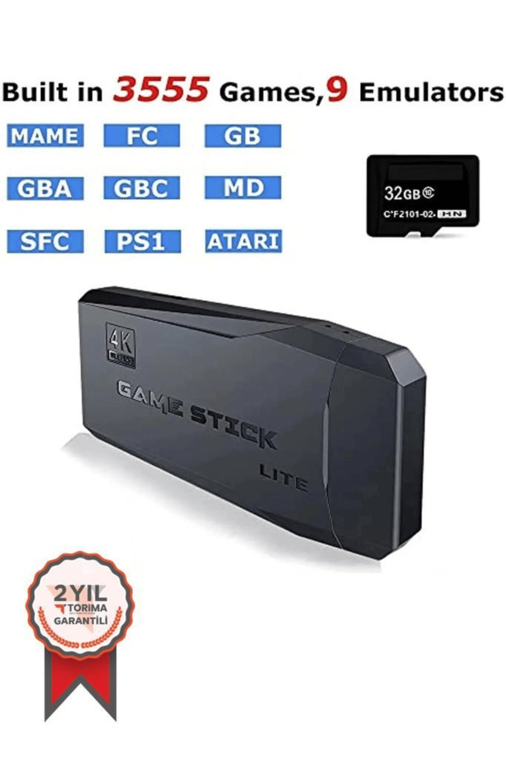 Çift kollu kablosuz video oyun konsolu siyah renk bluetooth desteği yok - Elektronik