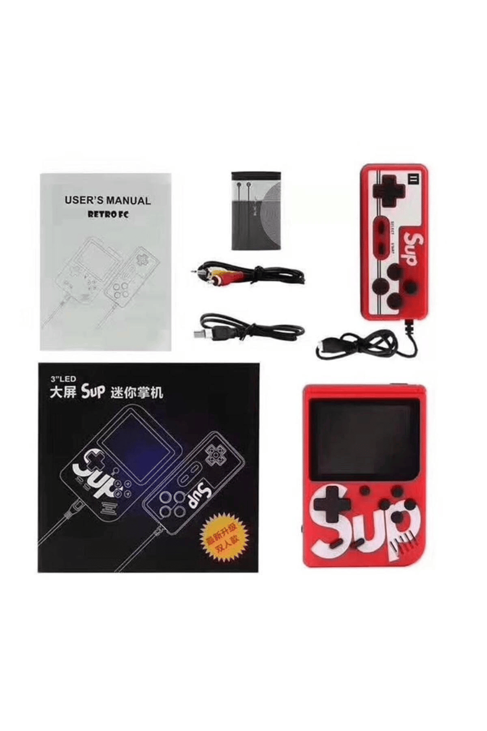 Çift kollu mini atari oyun konsolu kırmızı renk bluetooth özelliği yok - Elektronik