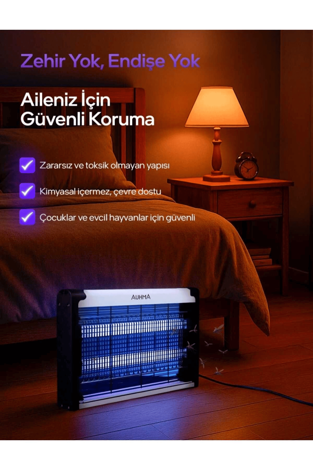 Çift lambalı ızgaralı makineli iç ve dış mekan uyumlu kokusuz sivrisinek öldürücü