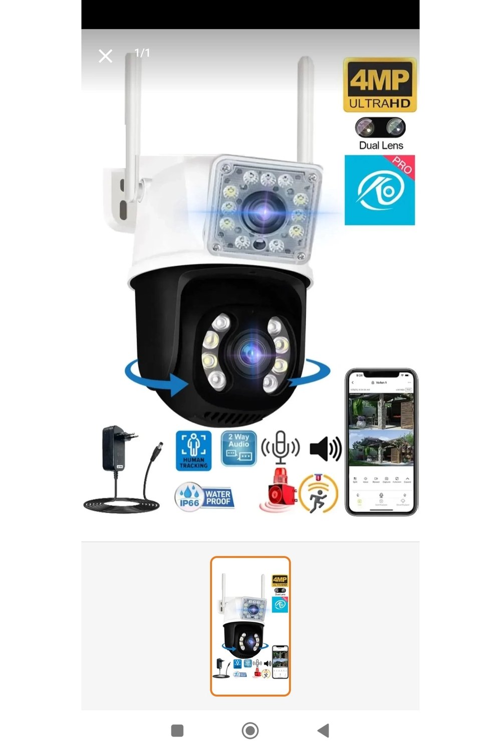 Çift lens gece renkli 3+3MP güvenlik erası adaptörlü 2 yıl garantili - Elektronik