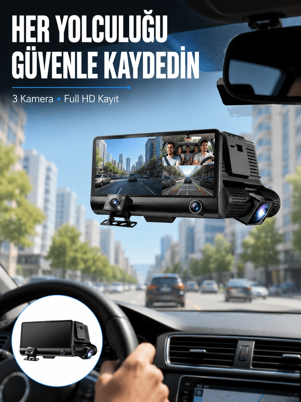 Çift ve Üçlü Lens Seçeneği ile Tüm Açılardan Kayıt Yapan Araç Kamerası Yeni Nesil