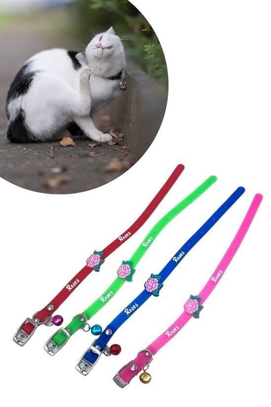 Çıngıraklı Zilli Sevimli Renkli Slikon Kedi Köpek Boyun Tasması (3936)