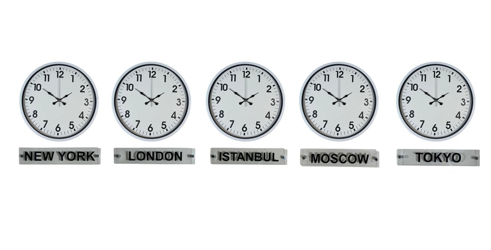 Classic White 36 Cm 5 li Tabelalı Dünya Saatleri