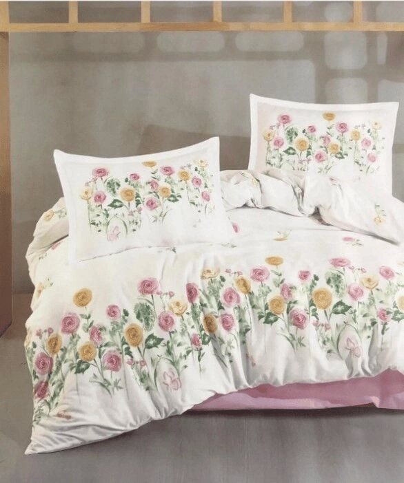 Clasy Ranforce Nevresim Takımı Çift Kişilik Roselin V1 Pembe