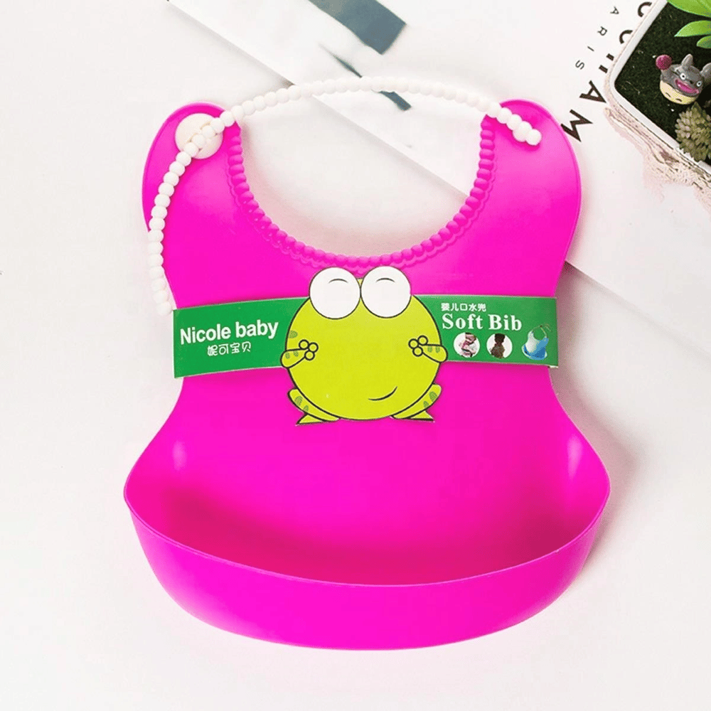 Çocuk Bebek Mama Önlüğü Dökülme Engelleyici Bükülebilir Pembe Bx40