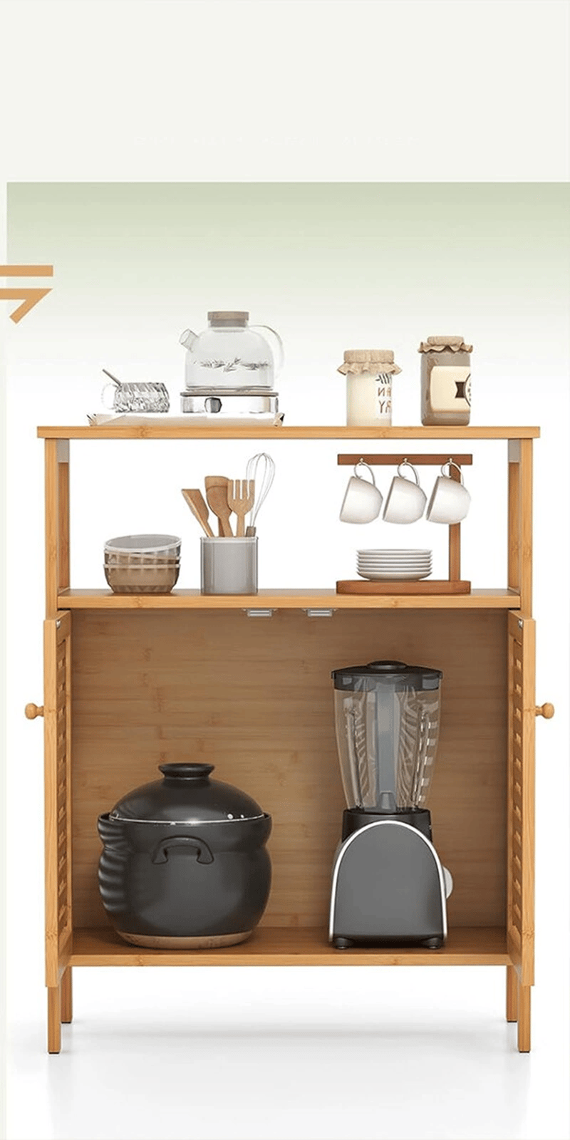 Çok Amaçlı Dolap Ahşap Bambu Organizer Raflı 66x33x85cm Bx40