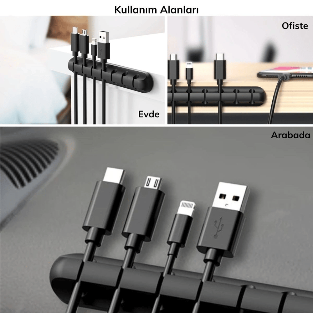 Çok Amaçlı Kablo Tutucu Akrilik Güçlü Yapışkanlı Organizer Düzenleyici 16 Parça Set Kolay Kullanımlı Bx40
