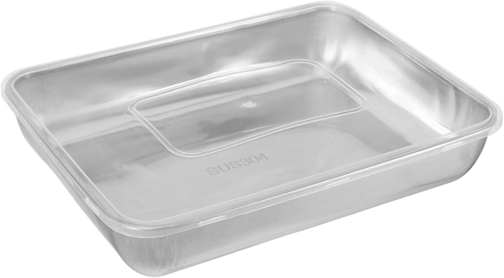 Çok Amaçlı Paslanmaz Çelik Fırın ve Saklama Kabı (25x20x5 cm)