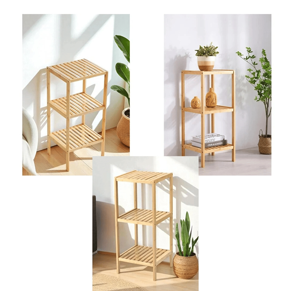 Çok Amaçlı Raf - Organizer 3 Katlı Ahşap - Bambu 36x32x80cm Bx40