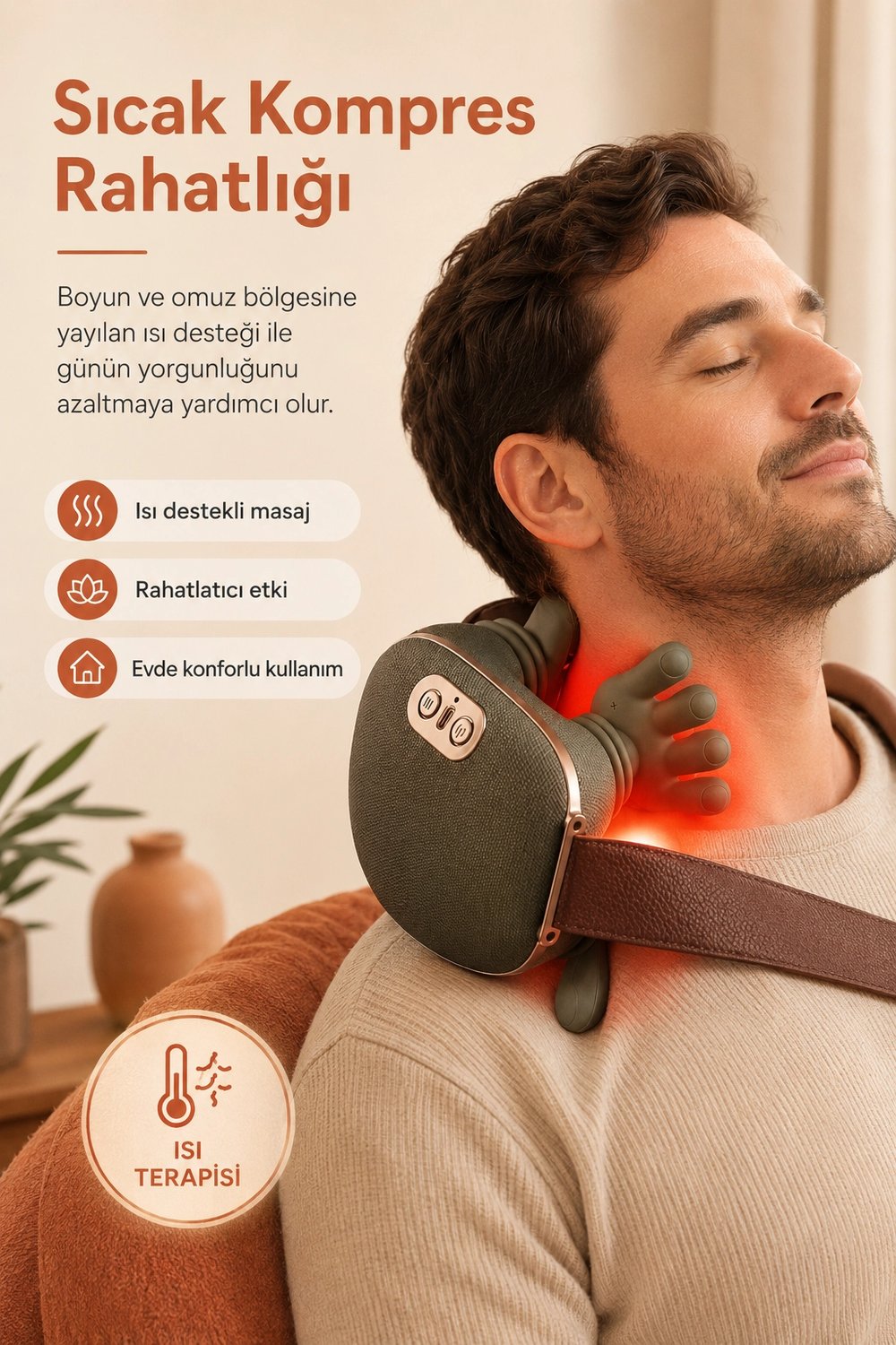 Çok Fonksiyonlu Boyun Masaj Cihazı Isı Destekli Omuz Ve Ense Rahatlatıcı Kullanım