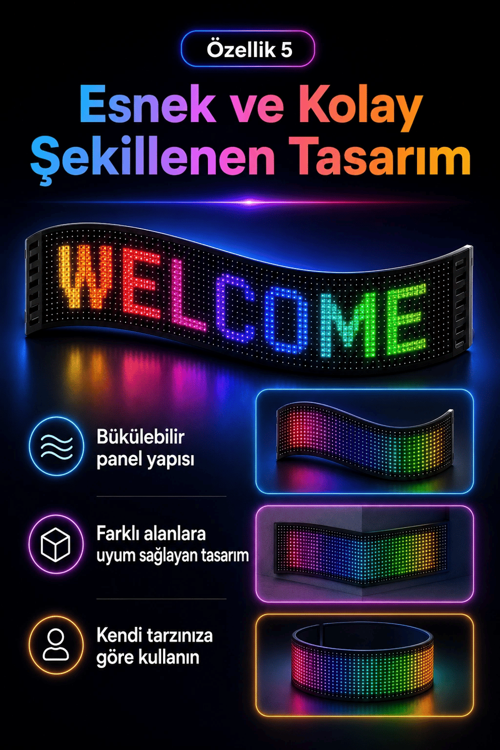 Çok Fonksiyonlu LED Matrix Panel Kayan Yazı Tabelası Saat Tarih Ve Metin Destekli