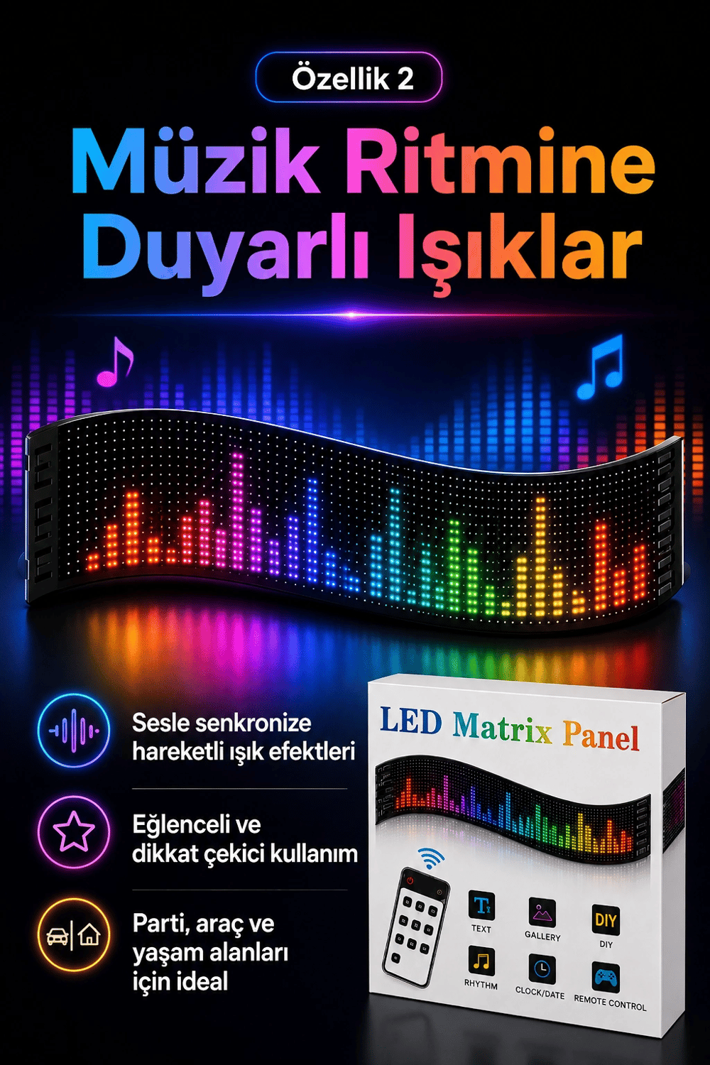Çok Fonksiyonlu LED Matrix Panel Kayan Yazı Tabelası Saat Tarih Ve Metin Destekli