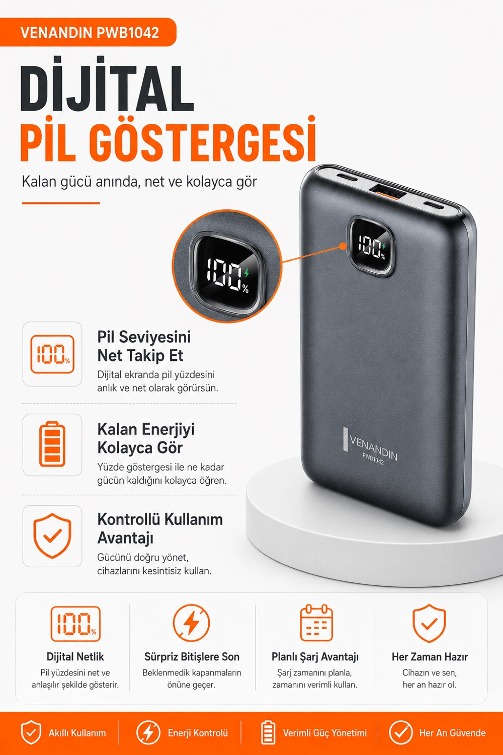Çok Girişli 10000 mAh Powerbank 22.5W Hızlı Şarj Destekli Mobil Batarya