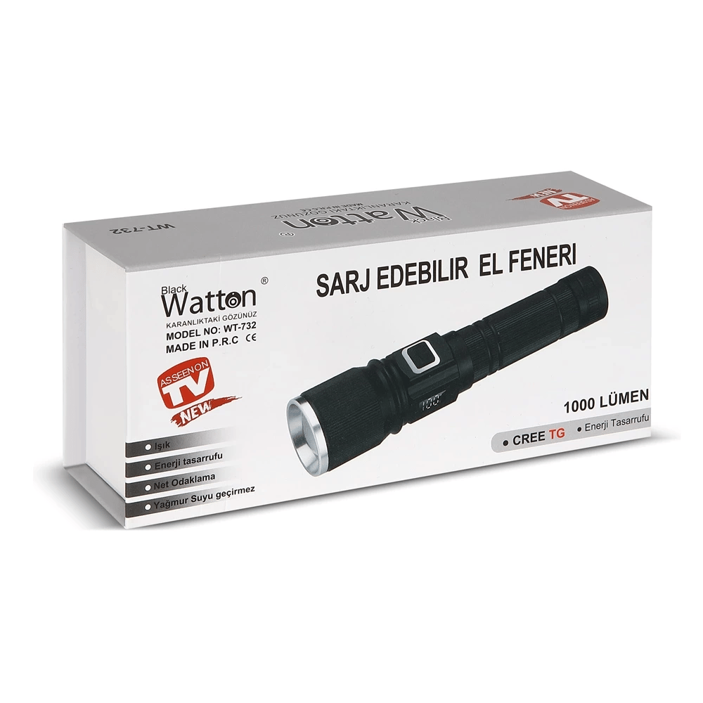 Cree Tg Led 1000 Lümen Göstergeli Fonksiyonel El Feneri  Wt-732