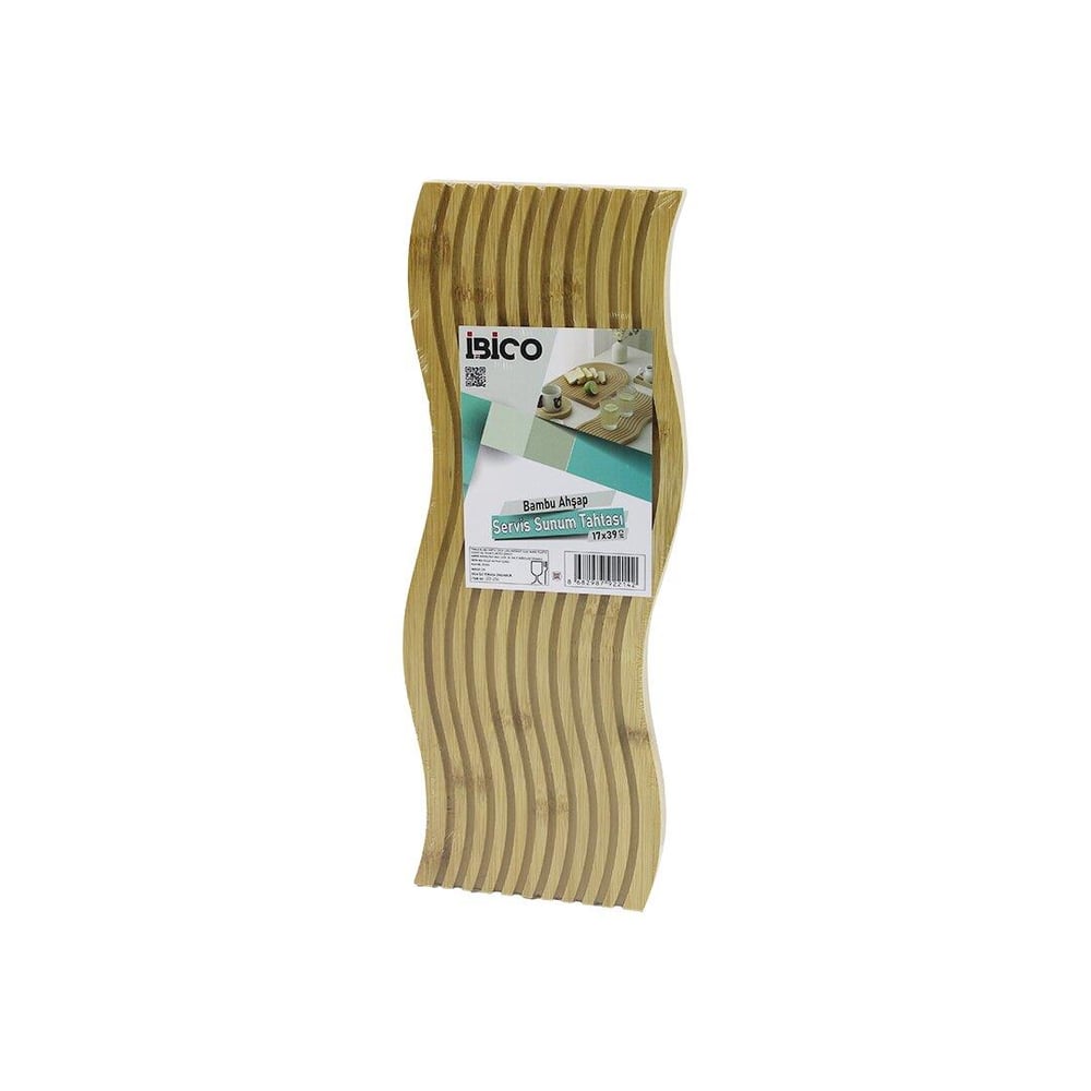 DALGALI ŞEKİLLİ - KANALLI  ÇİFT TARAF=DÜZ - KANALLI AHŞAP BAMBU SERVİS SUNUM TAHTASI  17 X 39 X 1.5CM (3936)