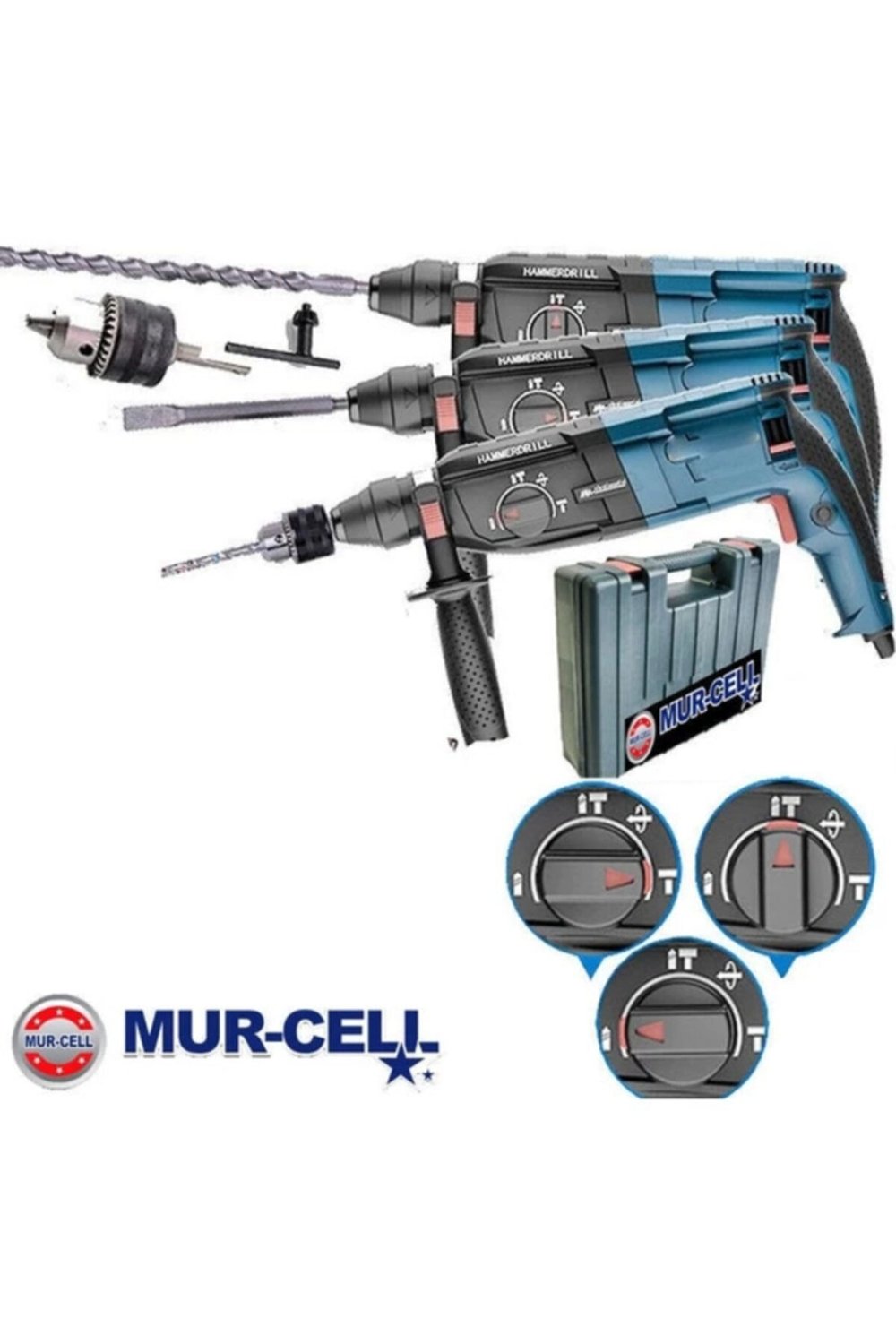 Darbeli kablolu matkap 700-1000 Watt anahtarsız mandren yan sap taşıma çantalı - 6 Volt Akü Volt