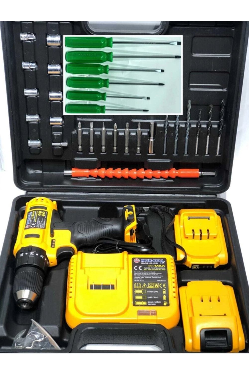 Darbeli kablosuz matkap 21 watt 20 volt anahtarsız mandren 2 akü 2 yıl garantili set