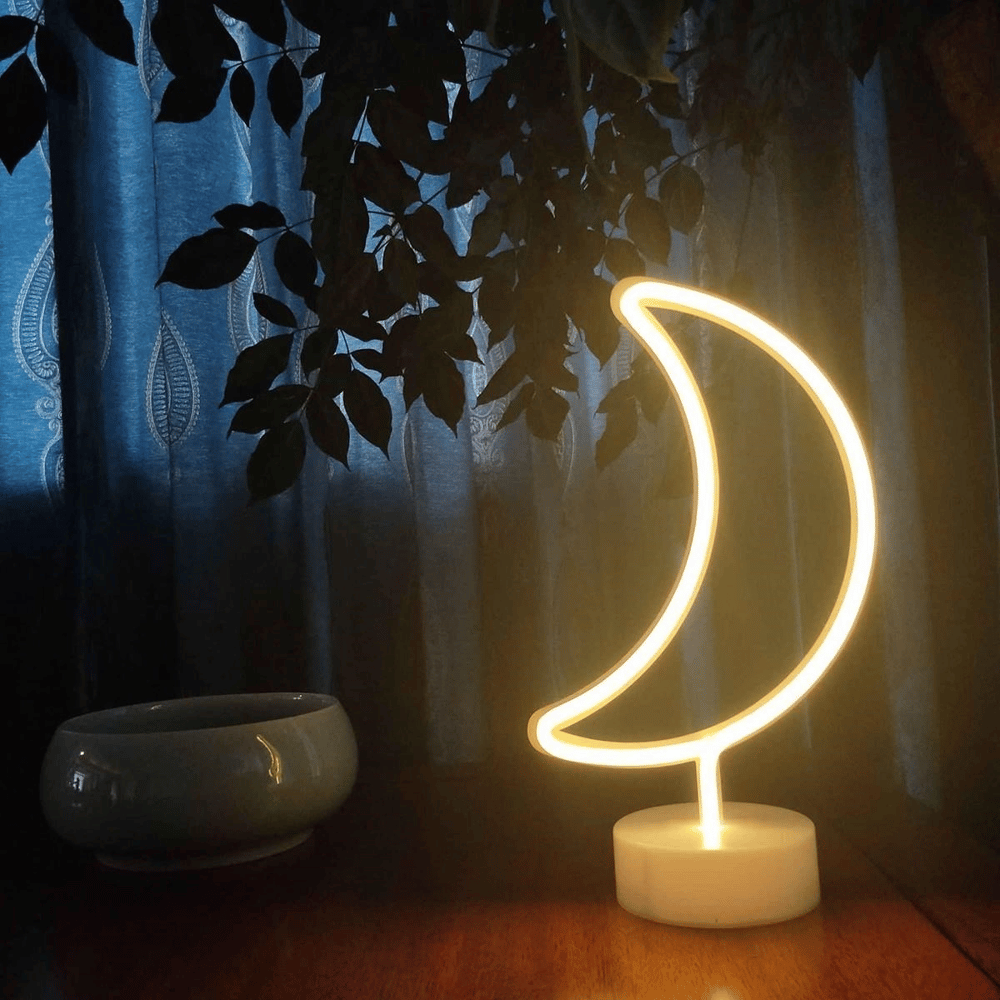 Dekoratif Pilli Ay Tasarımlı 3d Neon Led Masa Ve Gece Lambası Bx40