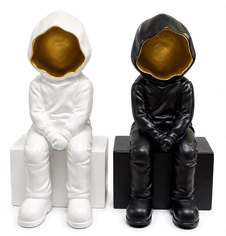 Dekoratif Polyester Oturan Astronot Biblosu Alk5302