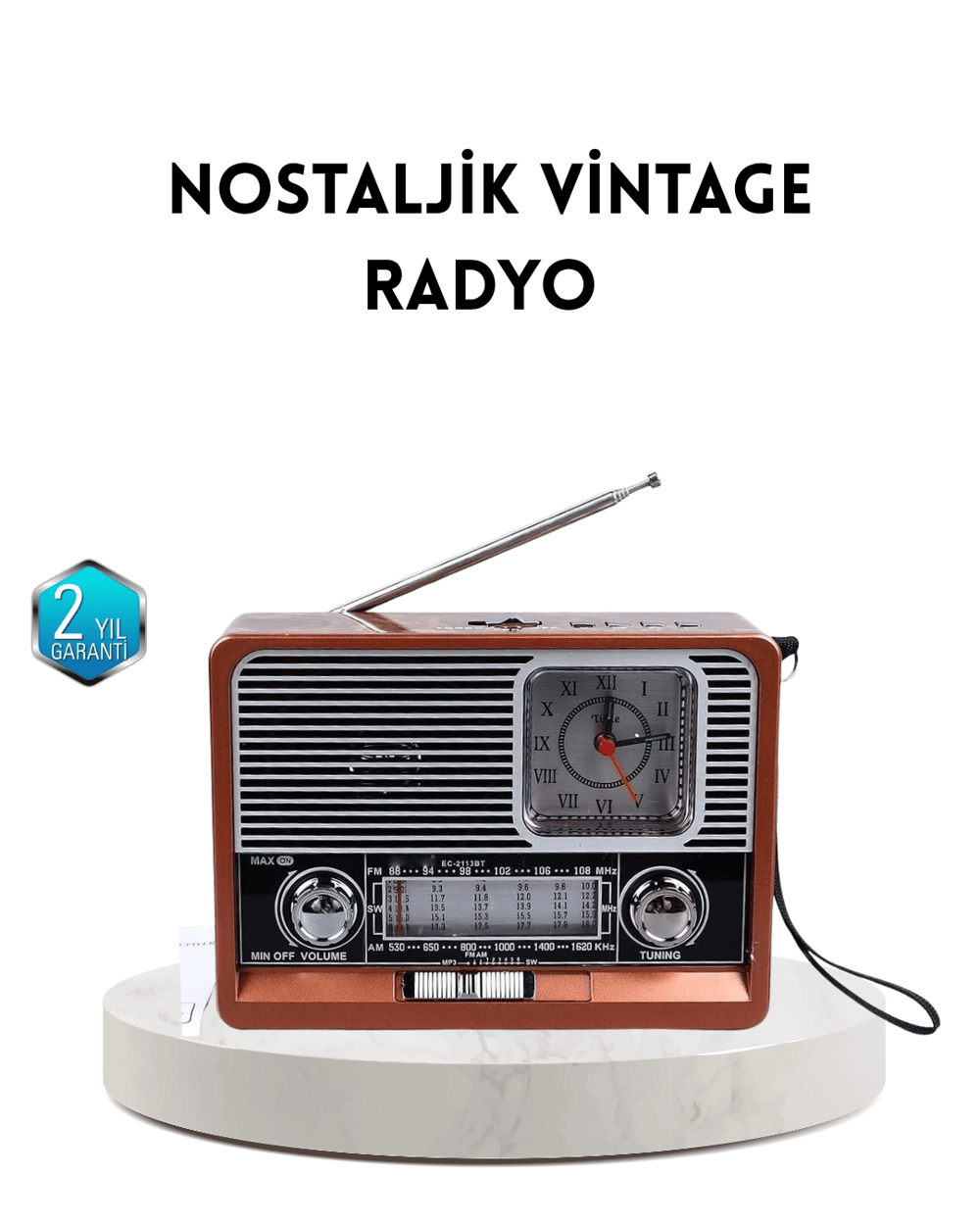 Dekoratif Vintage Radyo – Klasik Görünüm, Modern Fonksiyon ve Uzun Ömürlü Kullanım