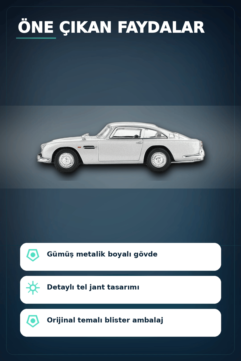 Diecast 1/64 Aston Martin DB5 Skyfall Filmi Model Araba - Koleksiyonluk Blister Paket BX-313406