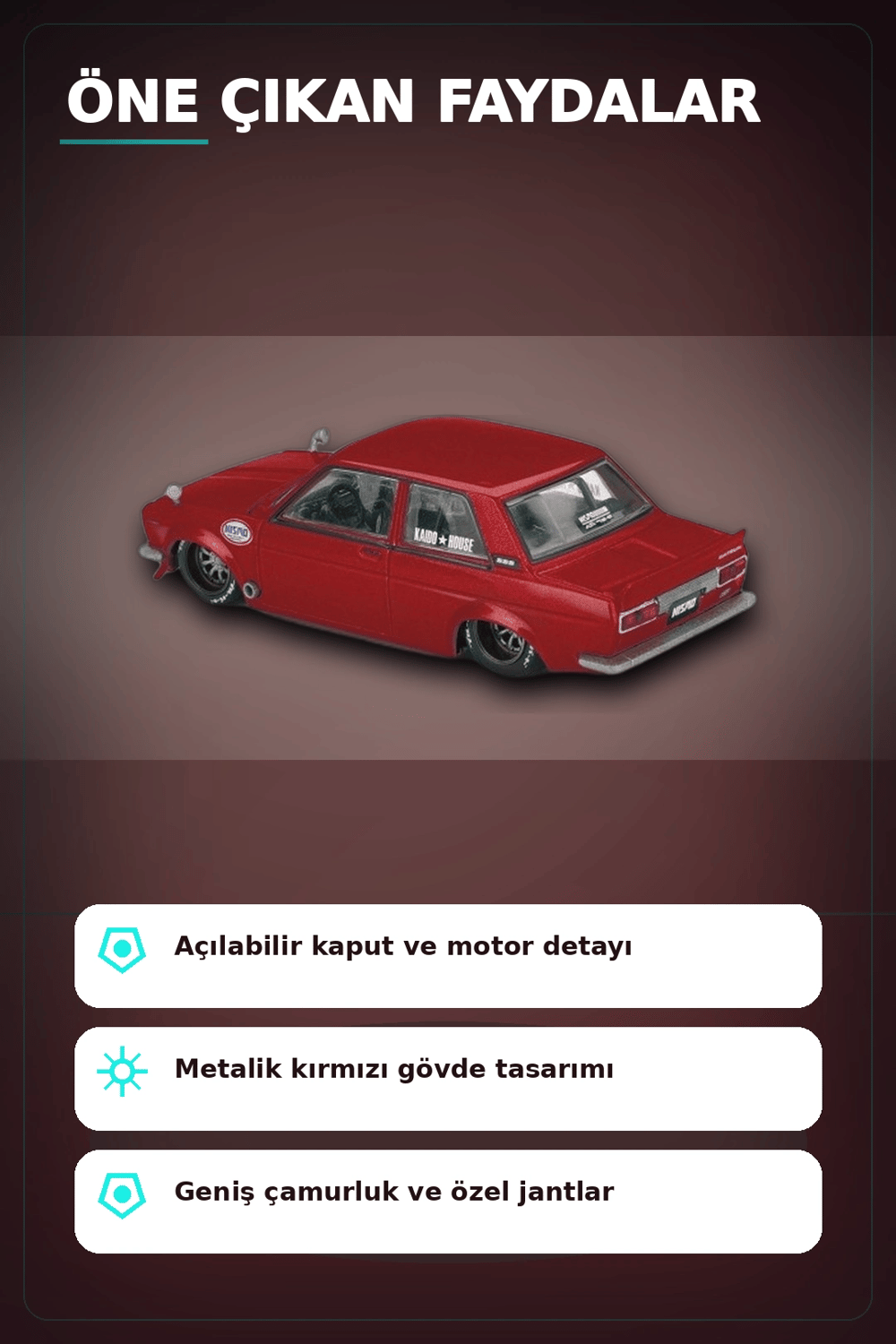 Diecast 1/64 Datsun 510 Street Nismo V3 Model Araba - Tekli Kutu, Koleksiyonluk BX-313377