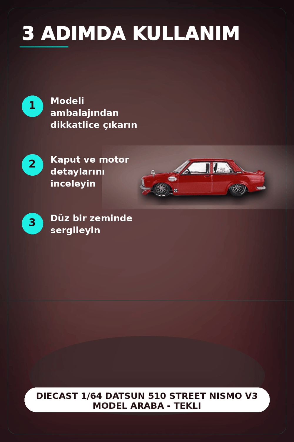 Diecast 1/64 Datsun 510 Street Nismo V3 Model Araba - Tekli Kutu, Koleksiyonluk BX-313377