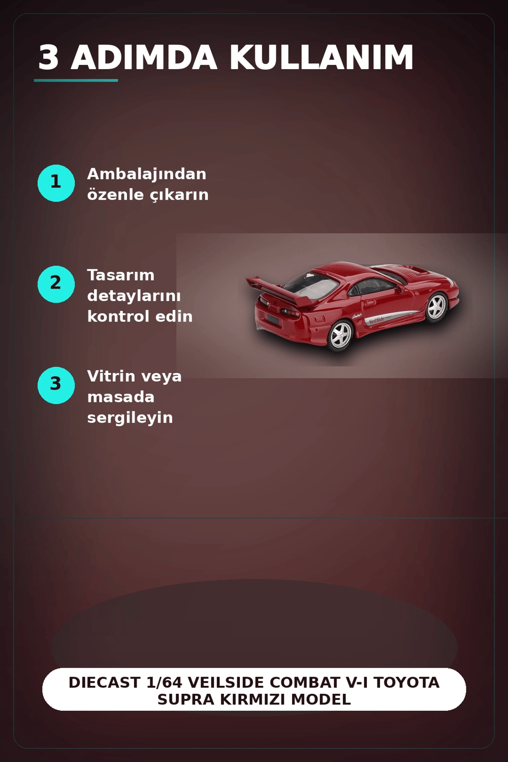 Diecast 1/64 VeilSide Combat V-I Toyota Supra Kırmızı Model Araba - Tekli Kutu BX-313405