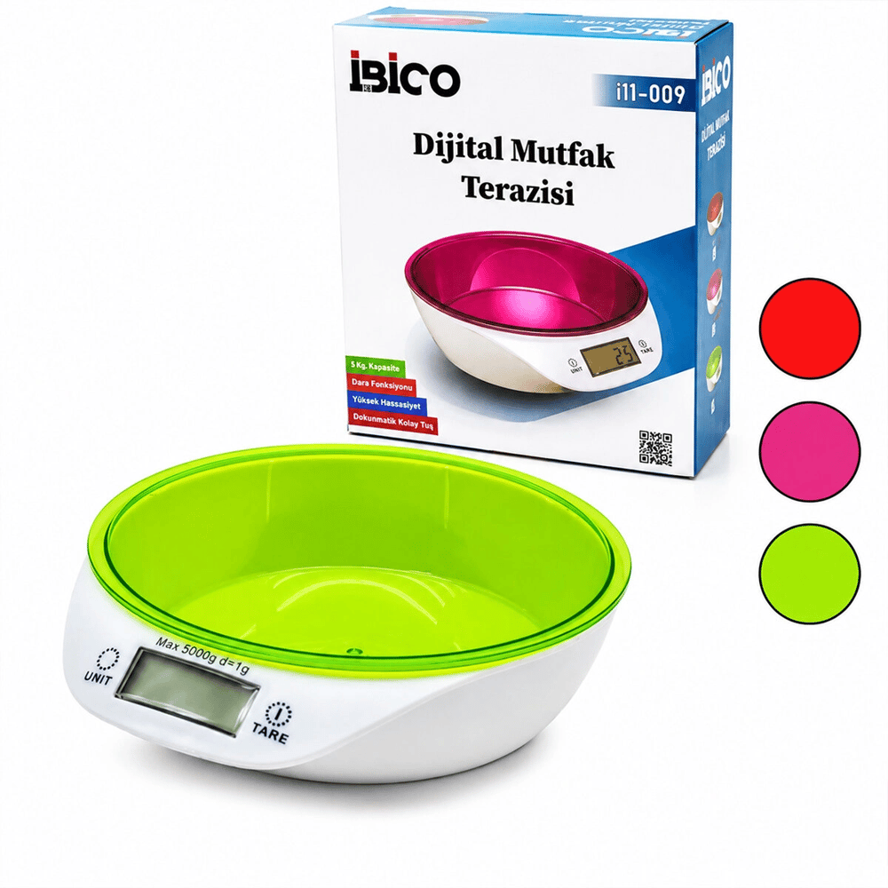 Dijital - Pilli Mutfak Terazi Tartı Kaseli - 5kg/1gr Bx40